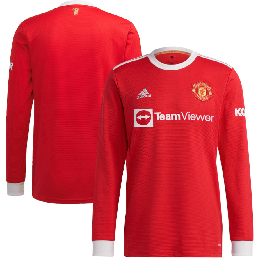 2021/22 Manchester United Long Sleeve Home Kit Soccer Jersey